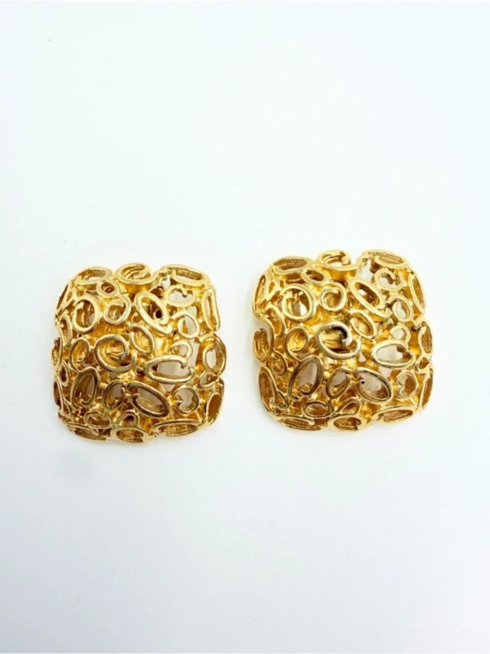 Vintage Bluette Made in France Gold Tone Dress Clips Pair